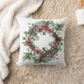 赤と緑のポインセチア松の円錐常緑樹 クッション (ブランケット)