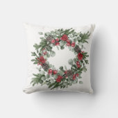赤と緑のポインセチア松の円錐常緑樹 クッション (正面)