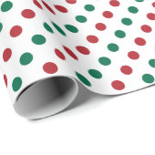 赤と緑のポルカホワイト点々のあるクリスマス ラッピングペーパー (ロールコーナー)