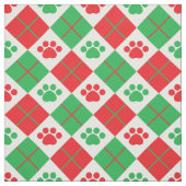 赤と緑のポーアーガイルト印刷 ファブリック (見本)