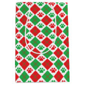 赤と緑のポーアーガイルト印刷 ミディアムペーパーバッグ (正面)