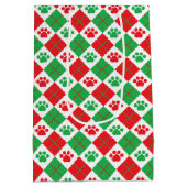 赤と緑のポーアーガイルト印刷 ミディアムペーパーバッグ (裏面)