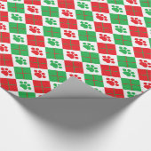 赤と緑のポーアーガイルト印刷 ラッピングペーパー (角)