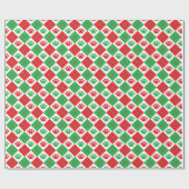赤と緑のポーアーガイルト印刷 ラッピングペーパー (フラット)