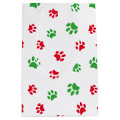 赤と緑のポー印刷パターンのクリスマステーマ ミディアムペーパーバッグ (正面)