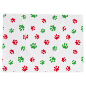 赤と緑のポー印刷パターンのクリスマステーマ ラージペーパーバッグ (裏面)
