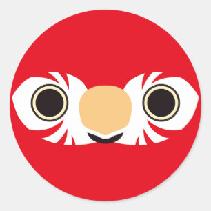 赤と緑のマカオの顔 ラウンドシール
