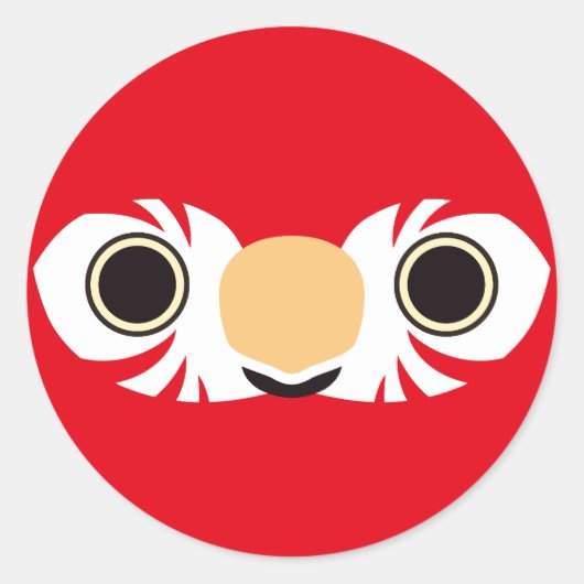 赤と緑のマカオの顔 ラウンドシール (正面)