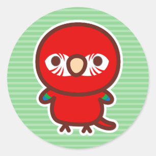 赤と緑のマカオ ラウンドシール