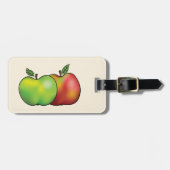 赤と緑のマンガのリンゴの果実とカスタム文字 ラゲッジタグ (正面横)