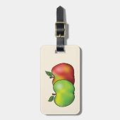 赤と緑のマンガのリンゴの果実とカスタム文字 ラゲッジタグ (正面縦)