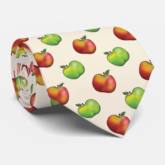 赤と緑のマンガのリンゴの果実のパターン ネクタイ (ロール)