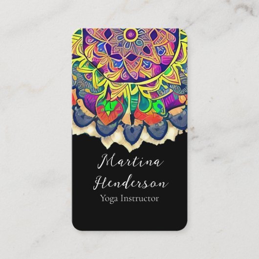 赤と緑のマンダラビジネスカード 名刺 (正面)