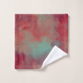 赤と緑のマーリング抽象芸術 バスタオルセット (ウォッシュタオル)