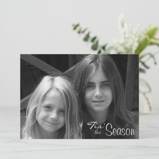 赤と緑のミスタントクリスマスフォト シーズンカード (スタンド正面)