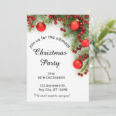 赤と緑のミニマリストのクリスマス 招待状 (スタンド正面)
