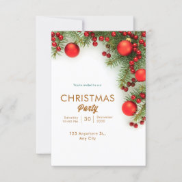 赤と緑のミニマリストのクリスマス 招待状