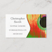 赤と緑のミュージカルギターレッスン抽象芸術 名刺 (正面)