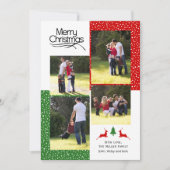 赤と緑のメリークリスマスのタイポグラフィ写真 シーズンカード (正面)