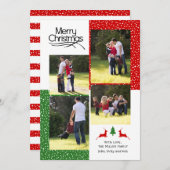 赤と緑のメリークリスマスのタイポグラフィ写真 シーズンカード (正面/裏面)