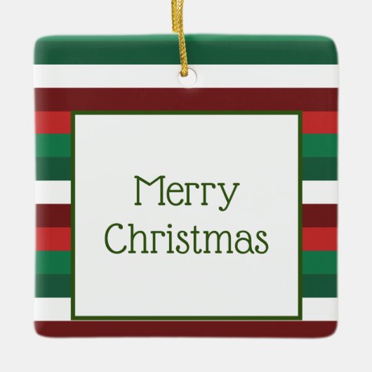 赤と緑のメリークリスマスオーナメント セラミックオーナメント (正面)