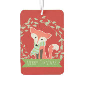 赤と緑のメリークリスマスキツネ カーエアーフレッシュナー (裏面)