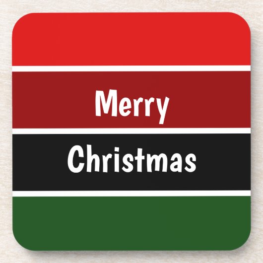赤と緑のメリークリスマスススススクエア紙コースター コースター (正面)
