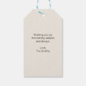 赤と緑のメリークリスマスタイポグラフィ文字 ギフトタグ (裏面)