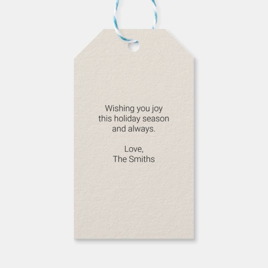 赤と緑のメリークリスマスタイポグラフィ文字 ギフトタグ (裏面)