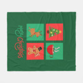 赤と緑のメリークリスマスデザイン フリースブランケット (正面(横))