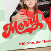 赤と緑のメリークリスマスフォト シーズンカード