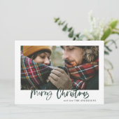 赤と緑のメリークリスマスプレイドの写真カード シーズンカード (スタンド正面)