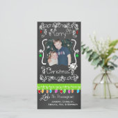 赤と緑のメリークリスマスホリデーフォトカード シーズンカード (スタンド正面)