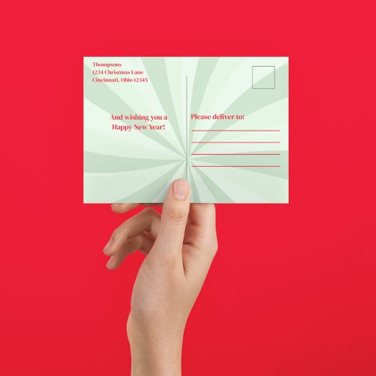 赤と緑のメリークリスマスレトロ写真 シーズンポストカード