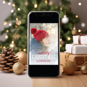 赤と緑のメリークリスマスワンフォト シーズンカード