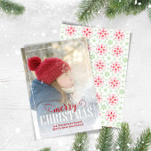 赤と緑のメリークリスマスワンフォト シーズンカード