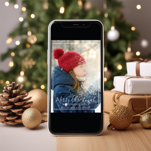 赤と緑のメリークリスマスワンフォト シーズンカード