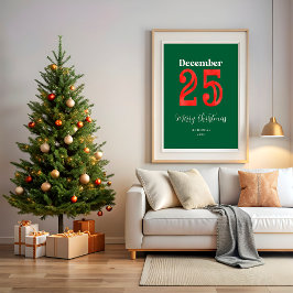 赤と緑のメリークリスマス家族ホームデコ ポスター