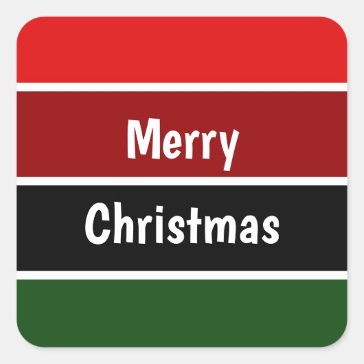 赤と緑のメリークリスマス スクエアシール (正面)