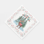 赤と緑のメリークリスマス・トナカイ スタンダードランチョンナプキン (角)