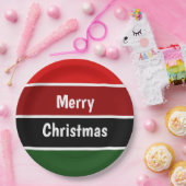 赤と緑のメリークリスマス ペーパープレート (パーティー)