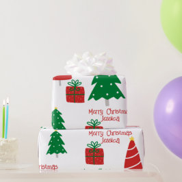 赤と緑のメリークリスマス ラッピングペーパー