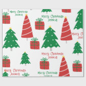 赤と緑のメリークリスマス ラッピングペーパー (フラット)