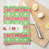 赤と緑のモザイクキッチンタオル キッチンタオル (四つ折り)