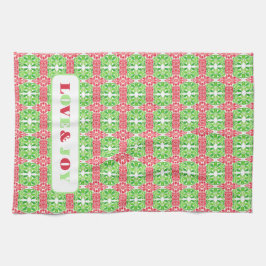 赤と緑のモザイクキッチンタオル キッチンタオル