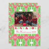 赤と緑のモザイク写真フラットカード シーズンカード (正面/裏面)