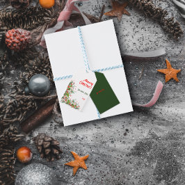 赤と緑のモダンなスクリプト ハッピーホリデー ギフトタグ