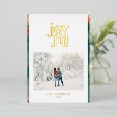 赤と緑のモダンな抽象的な喜びに満ちた写真 箔シーズンカード (立ち正面)