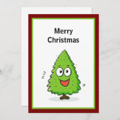 赤と緑のモダンクールミニマルクリスマスツリー シーズンカード (正面/裏面)