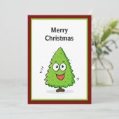 赤と緑のモダンクールミニマルクリスマスツリー シーズンカード (スタンド正面)